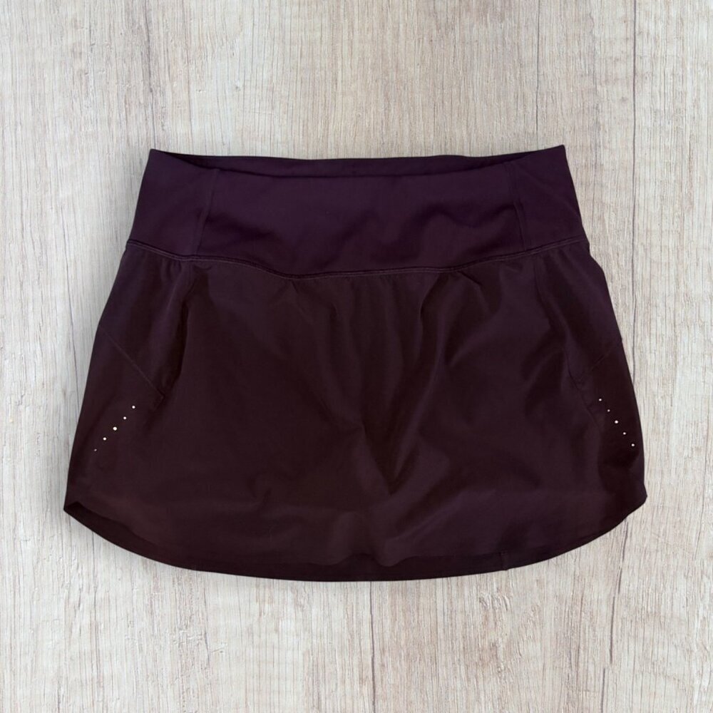Athleta Run With It Skort Eggplant Purple Built In Shorts Performance M